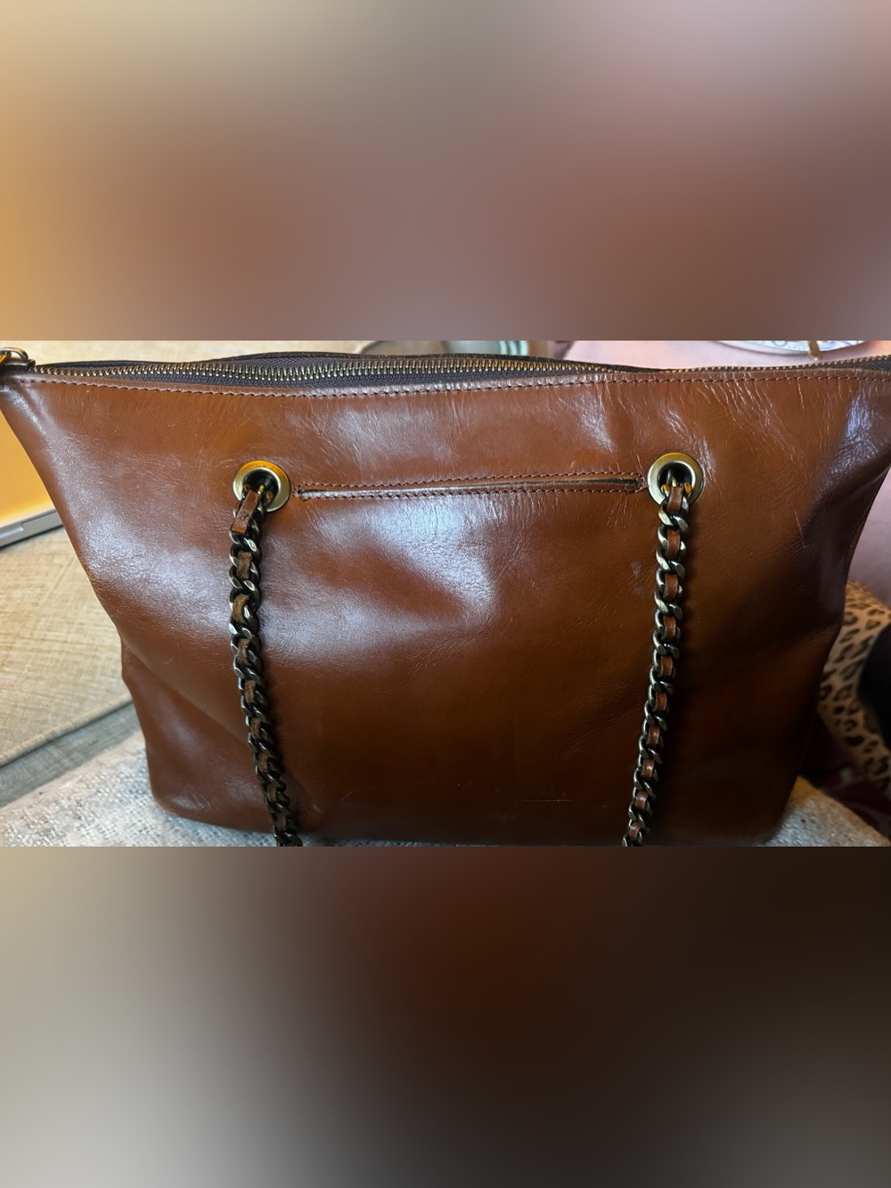 Patricia Nash Leather Tote with Chain-Link Straps